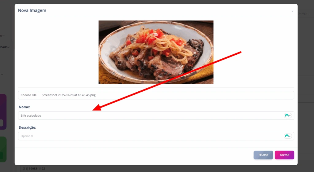 Configuração da foto de destaque
